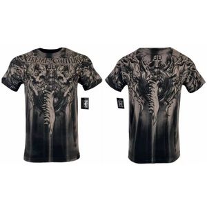 T-shirt Homme Affliction Xtreme Couture - Modèle DECRETUM Marron, Style Motard/MMA (S à 5XL)